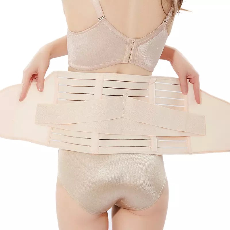 Faja postparto de 2 bandas ajustables color beige para recuperación abdominal - Tiendas Yessi Chile